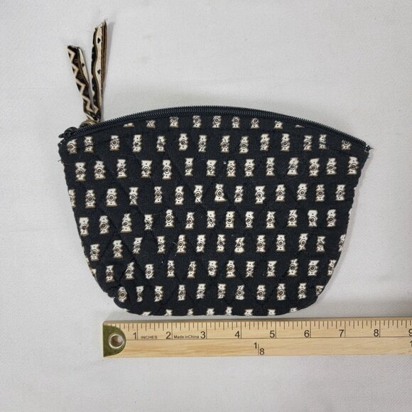 Vera Bradley Double Handle Purse Black Brown Zebra Retired + Cosmetic Bag Zip Up - Picture 10 of 11